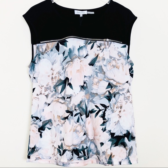 Calvin Klein Tops - Calvin Klein Plus Size Floral Yoke Zipper Tank, 0X